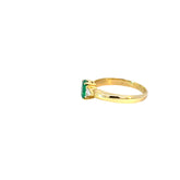 18k Yellow Gold 1.10ct Oval Colombian Emerald AA and  .30ct  F VS2 Trillion Diamond Ring
